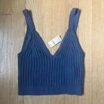 Aerie  Blue Crop Top with Ribbed Knit Design Photo 0