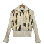 VTG Chesky Jacket Womens Medium Ivory Genuine Rabbit Hair Full Zip Sweater Tan Photo 11