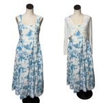 Joie NWT  COTTON SQUARE NECK 2In One Shrug Midi Dress Tree  Tree Parrot Building Photo 1