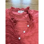 Faherty Willa Blouse Organic Cotton Women XS Peasant Top Shirt Puff Sleeve Coral Photo 6