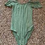 Out From Under Urban Outfitters Green Cutout Shoulder Bodysuit Photo 0