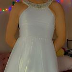 White Halter Dress with Silver Belt Photo 0