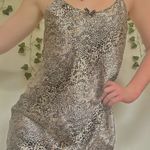 secret treasures Vintage Y2K Gold & Black Classy Leopard Cheetah Print Silk Slip Dress Photo 0