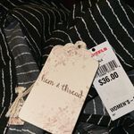 Hem & Thread  Black‎ White Striped Blouse Bow Neckline NWT Medium L4597 Photo 10