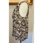 Liz Claiborne Top XL Brown Floral Baby Doll Shear Gathered at Chest Boho Cottage Photo 4