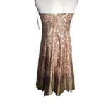 Ideology Strapless Silk Midi Dress Size 8 Gold Pink Lace Trim Zipper Lined Photo 5