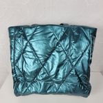 Victoria's Secret Womens Tote Bag Large Green Metallic Quilted Puffer 14" NEW Photo 4