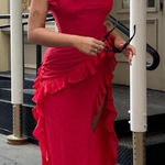 House Of CB HOUSE OF‎ CB 'Ariela' Cherry Ruffle Maxi Dress red NWOT size M Photo 0