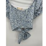 Altar'd State  Crop Top Women Large Blue Microfloral Milkmaid Summer Tie Back Photo 2