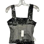 White House | Black Market  Denim Floral Bustier Top Poppy Flower Button Corset Photo 2