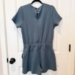 Spanx Womens Air Essentials Airlux Short Sleeve Romper Size Large Pockets Blue Photo 2