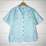 Ganni  Floral Organic Cotton Poplin Button-up Shirt In Blue Photo 3