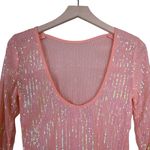 Free People Womens S Unapologetic Sequin Long Sleeve Top in Peach NEW Photo 5