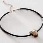 Free People Under the Sea Collar Black NWT Choker Glass Heart Pendant Bohemian Photo 11