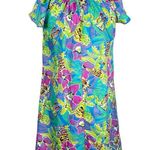 Hilo Hattie Vintage Island Girl Tropical Hawaiian Print Colorful Mumu Dress Med Blue Photo 1