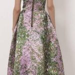 Natasha Zinko Pink & Green Sakura Floral Print Sweetheart Midi Dress Size 8 Photo 2