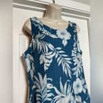 Vintage Silk Pineapple Moon Tank Top Sheath Women’s Tropical Hawaiian Dress Blue Size L Photo 1