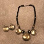 Vintage Mixed Medal Medallion Copper Brass Wood Boho Necklace and Earring Set Photo 5