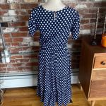 Grecerelle Navy Blue with White Polka Dot Short Sleeve Dress Size M Size M Photo 4