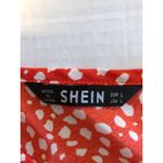 SheIn Large Buttoned Red Orange Tie Knot Top Photo 2