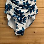 Niptuck Swim Size 4 Blue White Floral One Piece Ruched Swimsuit Photo 2