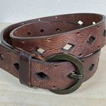 Dockers VTG Women’s Belt  Brown Leather Cutouts Boho Brass Color Hardware XL Photo 0
