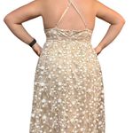 Altar'd State cream and tan maxi dress with adjustable straps and sheer floral design Photo 2