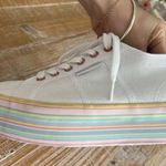 Superga 2790 Platform sneakers white rainbow pastel stripes lace-up shoes Photo 5
