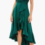 Mac Duggal Pleated Bodice High-Low Satin Cocktail Dress in Emerald Green NWT Photo 9