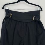 Anthropologie Women's Black Belted Paperbag-Waist Wide-Leg Cotton Pants Size Sm. Photo 4