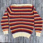 80’s Vintage Rainbow Stripe Knit Boatneck Long Sleeve Sweater size Small Photo 3