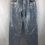 Pull & Bear NWT  Straight Fit Metallic Jeans in Blue/Silver. Size US 10 Photo 5