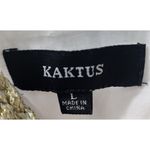 Kaktus White Sleeveless Dress Gold Braided Neckline Casual Summer L Size L Photo 2