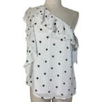 1. State Polka dot ruffled one shoulder blouse by , NWT small black white chiffon Photo 1