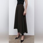 ZARA  New Women Limited Edition Khaki High Waisted Midi Skirt Size Small Photo 1