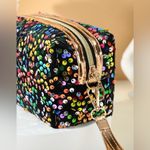 Last One! Gorgeous Upscale Velvet Sequined Multicolor Makeup Bag Clutch Black Photo 1