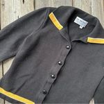 Vintage The Michael Collection Wool Knit Collared Button Up Sweater Black Size M Photo 2