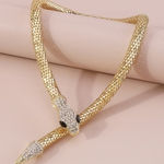 Snake Wrap Necklace with Rhinestones. Gold. Gold Photo 0