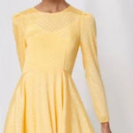 Maje  Roseau Jacquard Skater Dress Long Sleeve Yellow‎ Size 40 US Large Photo 0