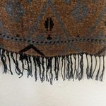 Geometric Patterned Poncho with Fringe Size XL Photo 3