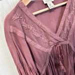 Rachel Zoe Embroidered Boho Peasant Mauve Medieval Princess LOTR Western Women M Photo 6