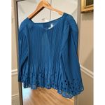 Elizeh Teal Chiffon Pleated Cardigan Size 20 laser cut Photo 3