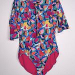 Anne cole Amalfi Floral Half Zip Front Rash Guard One Piece Swimsuit Size 16 NWT Photo 4