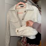 EXPRESS  SWAN TWEED LACE SLEEVE CROPPED SHACKET JACKET Photo 5
