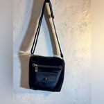 Crossbody NWOT, faux velvet black bag,
Adjust. strap, zip top, side zip pocket Photo 1