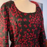 Source Unknown Vintage Unbranded Dress 8 Black Floral Print 100% Polyester Fit Flared No Tags Photo 1