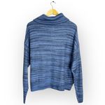 American Eagle New  Women's Size Medium Blue Pullover 1/4 Zip Jacket Linen Wool Photo 3