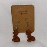 Handmade Poodle Dog Earrings Brown Photo 1