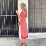 Beautiful retro style red floral pencil midi dress sz 6 Photo 2