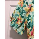 JODIFL Multicolored Floral Short Flutter Sleeve Peplum Top Women's Size Medium Photo 2